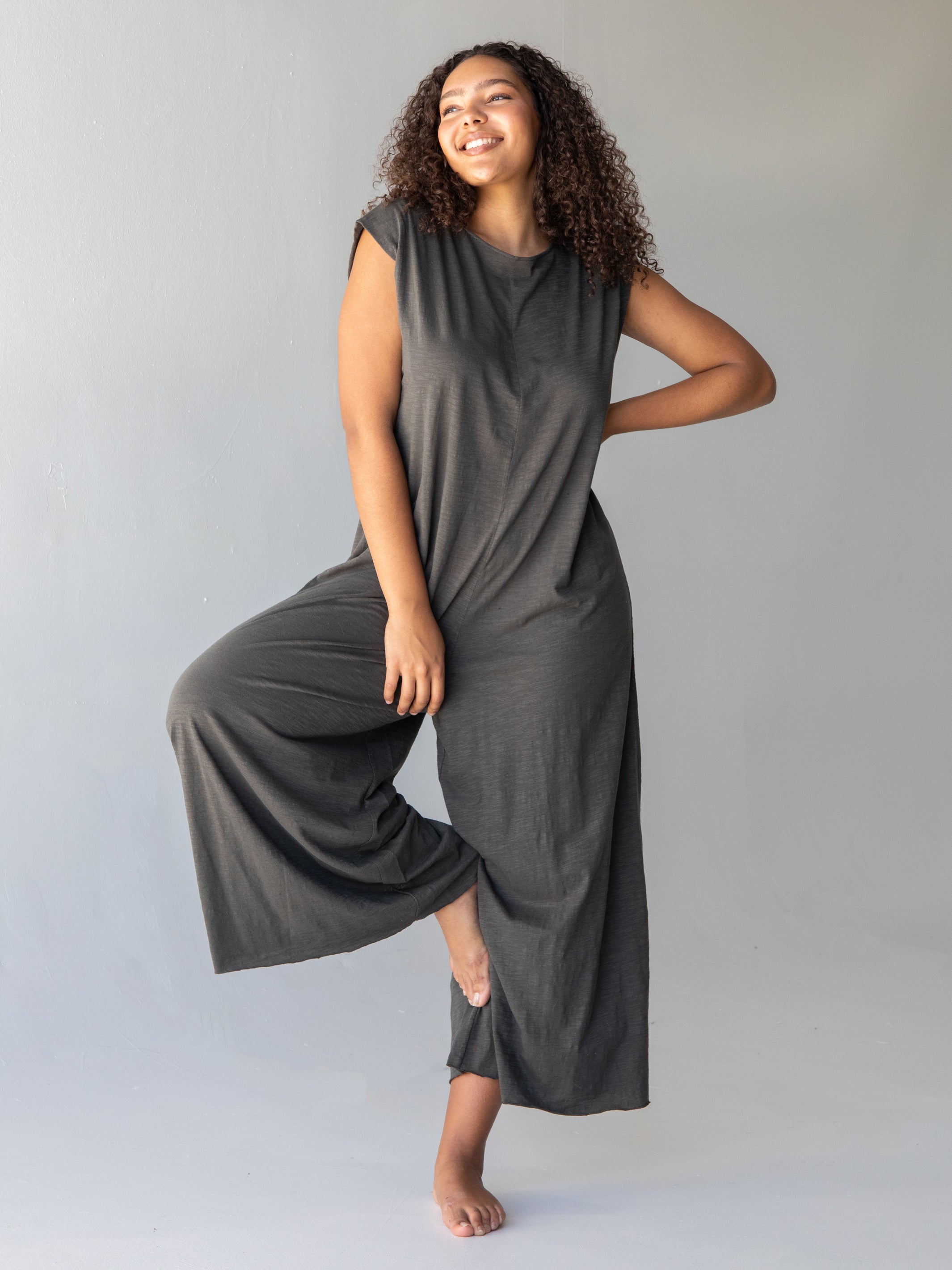 Dylan Reversible Knit Jumpsuit - Washed Charcoal