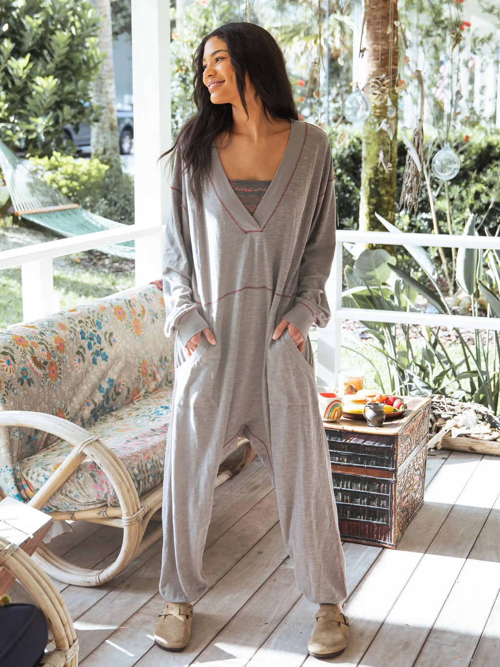 Johnnie Cotton Jumpsuit - Charcoal